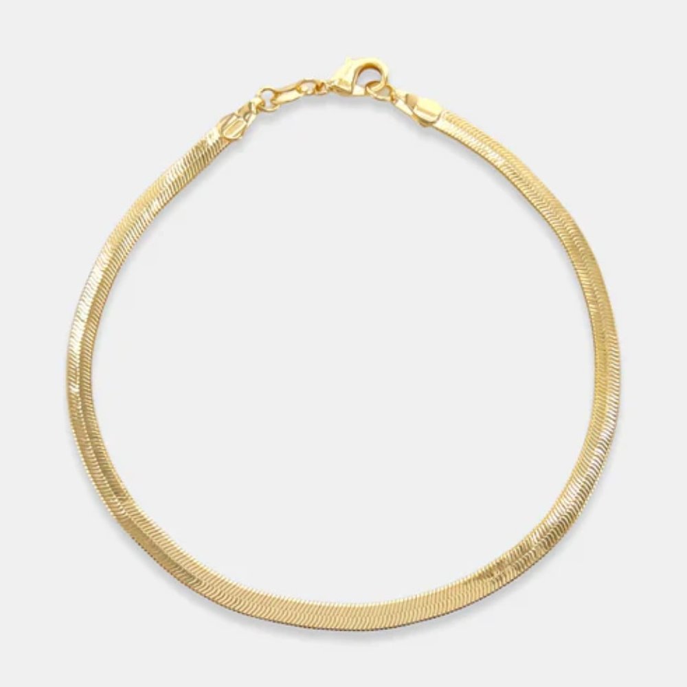 New 18K Gold Filled Herringbone Ankle Bracelet Anklet.